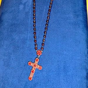 Red Crystal cross necklace